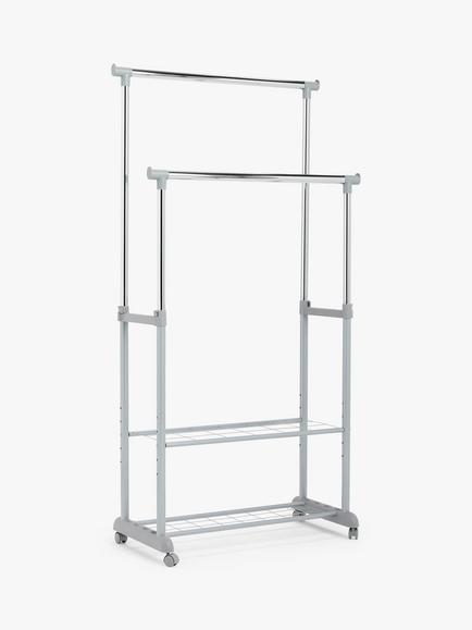 John Lewis Double Height Adjustable Clothes Rail - view 2, Silver