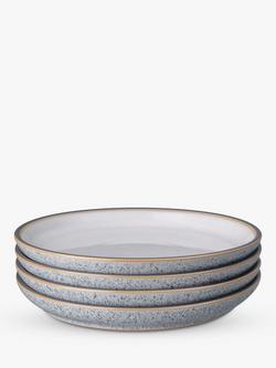 Denby Studio Grey Stoneware Medium Coupe Plates, Set of 4, 21cm, Grey/Multi, Grey/Multi