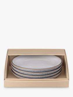Denby Studio Grey Stoneware Medium Coupe Plates, Set of 4, 21cm, Grey/Multi - view 2, Grey/Multi