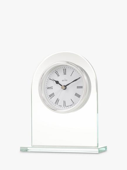 Acctim Ascott Glass Mantel Clock, Clear/Chrome, H17cm, Clear/Chrome