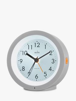 Acctim Elliot Modern Smartlite Non-Ticking Sweep Analogue Alarm Clock, Grey, Grey