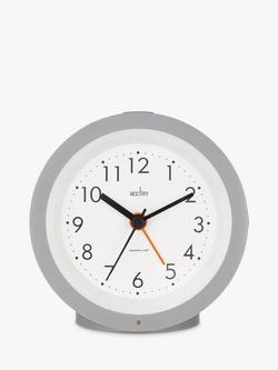 Acctim Elliot Modern Smartlite Non-Ticking Sweep Analogue Alarm Clock, Grey - view 2, Grey