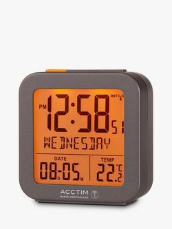Acctim Invicta Radio Controlled Square Digital Alarm Clock, Dark Grey, Dark Grey