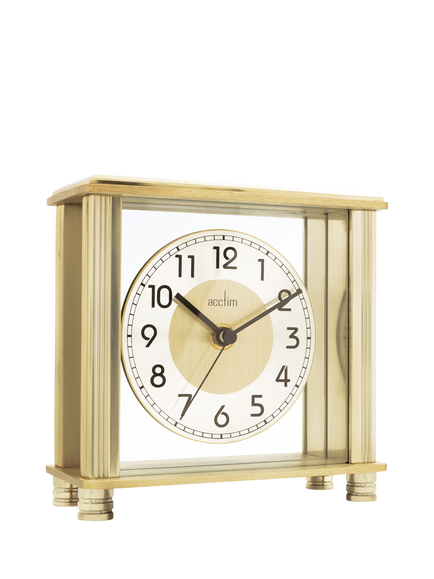 Acctim Hampden Mantel Clock, 14cm, Brass - view 2, Brass