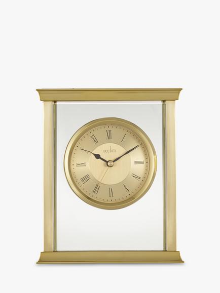 Acctim Halton Roman Numeral Analogue Mantel Clock, 18cm, Gold - view 2, Gold