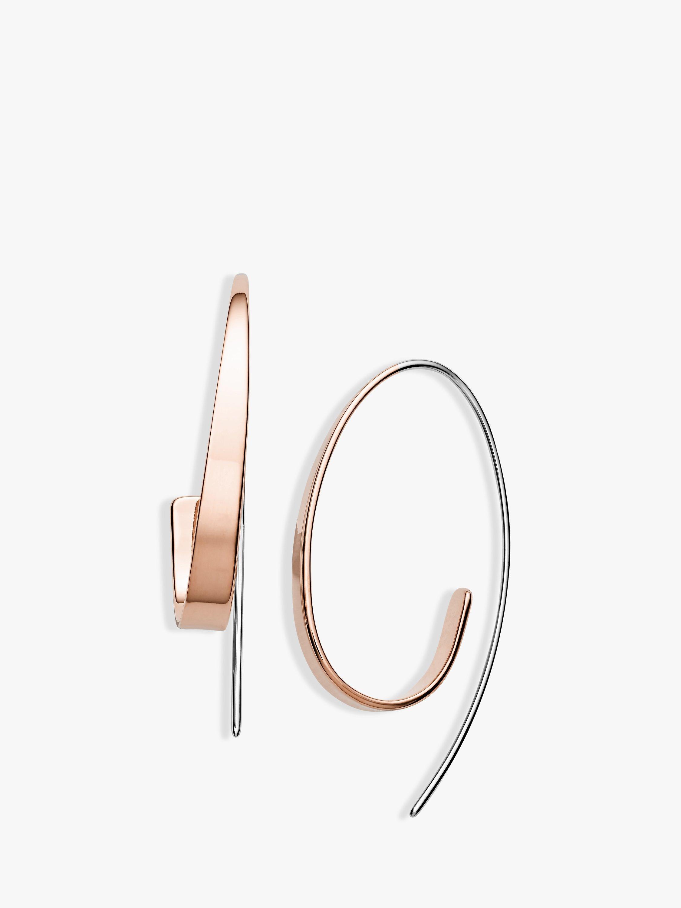 Product image 1 of 1, which shows Skagen Swirl Drop Earrings, Rose Gold/Silver SKJ1213998