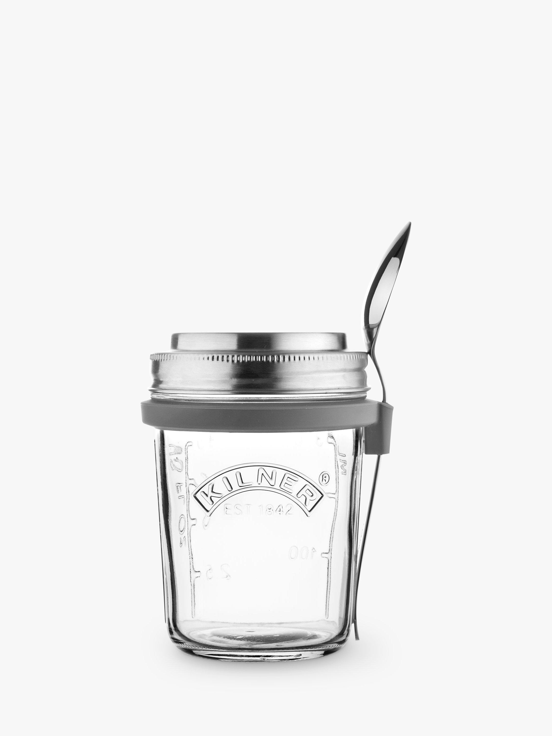 Kilner Glass Breakfast Jar & Spoon Set, 350ml, Clear