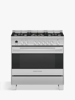 Fisher & Paykel 90cm OR90SDG6X1 Single Multifunction Oven Dual Fuel Range Cooker, A Energy Rating, Stainless Steel