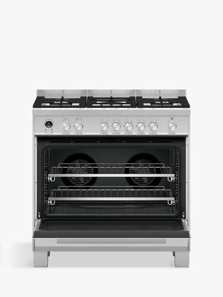 Fisher & Paykel 90cm OR90SDG6X1 Single Multifunction Oven Dual Fuel Range Cooker, A Energy Rating - view 2, Stainless Steel