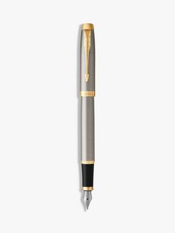 PARKER IM Brushed Metal Trim Fountain Pen, Silver/Gold