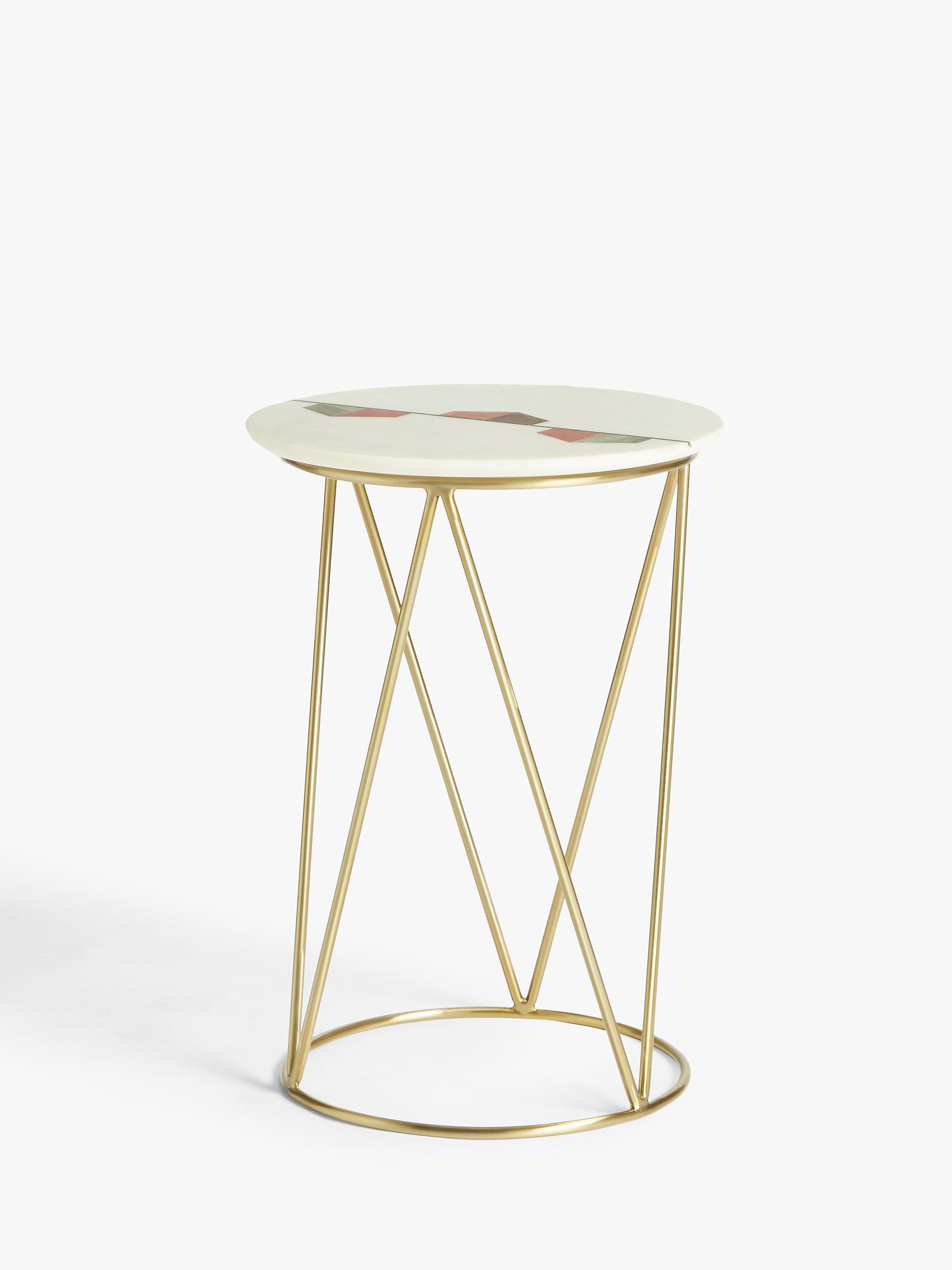 John Lewis Belle Marble Side Table, White