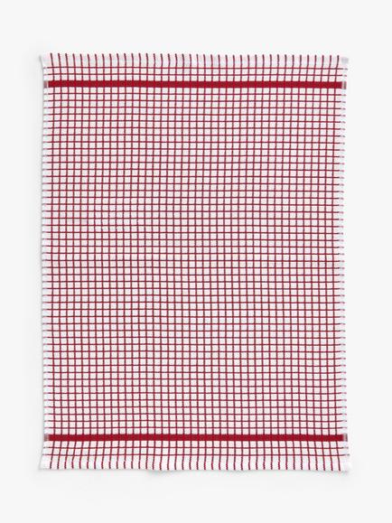 John Lewis Check Terry Cotton Tea Towel, Red