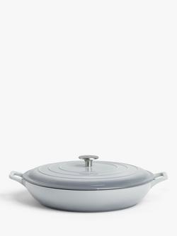 John Lewis Cast Iron Shallow Casserole, 31cm, Frost Grey