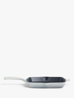 John Lewis Cast Iron Square Grill Pan, 26cm, Frost Grey