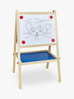 John Lewis Wooden Chalkboard & Easel - view 2, Multi