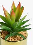 John Lewis Artificial Tall Spiky Succulent & Gold-Toned Pot