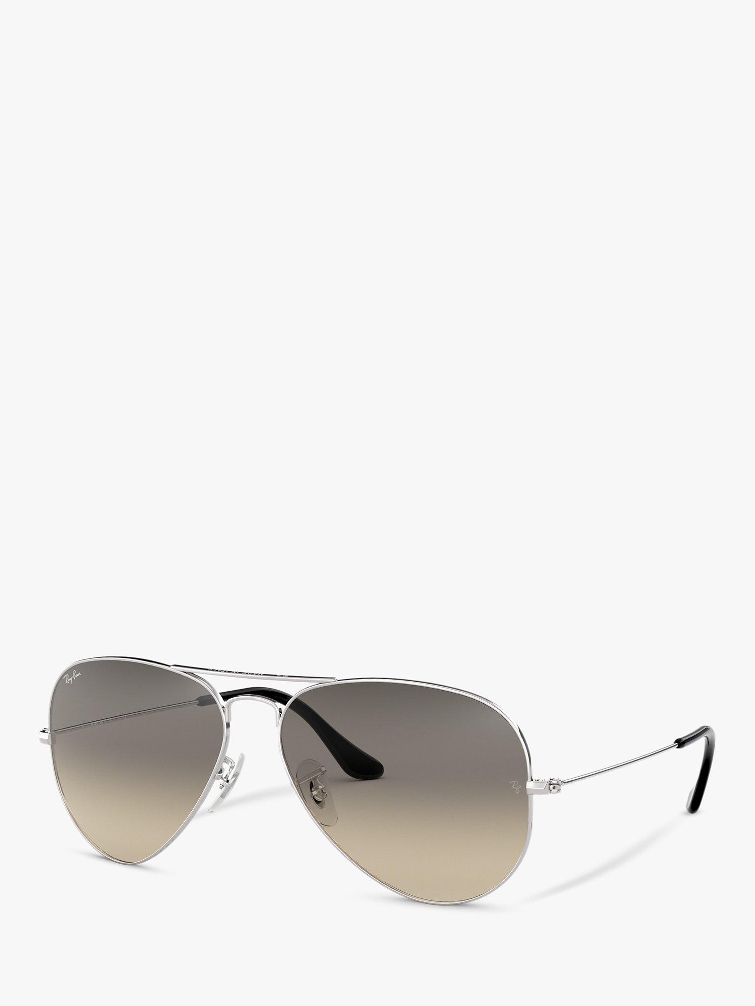 Product image 1 of 11, which shows Ray-Ban RB3025 Men's Original Aviator Sunglasses, Silver/Grey Gradient