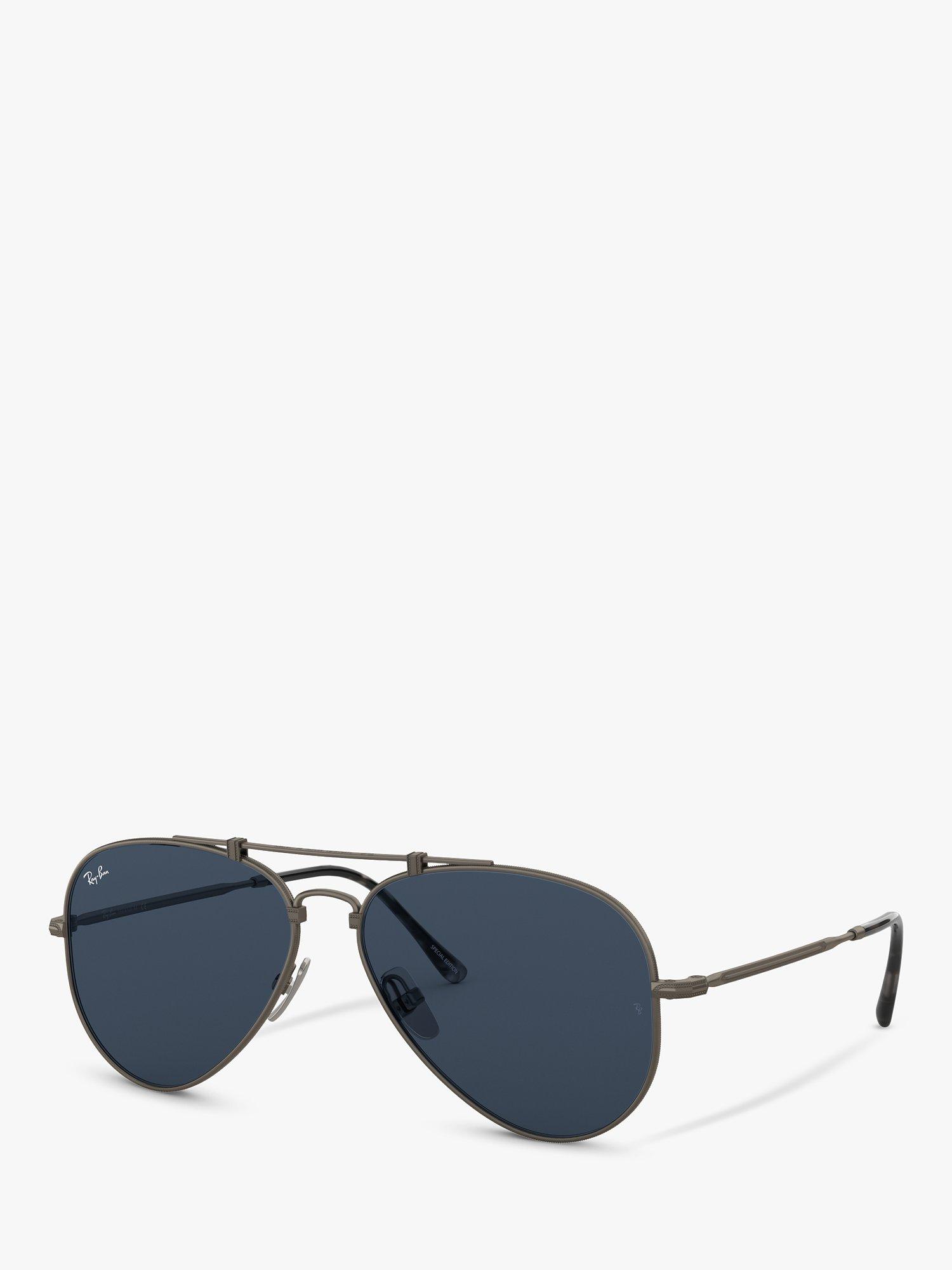 Ray-Ban RB8125 Unisex Aviator Gradient Sunglasses, Demi Gloss Pewter/Dark Blue