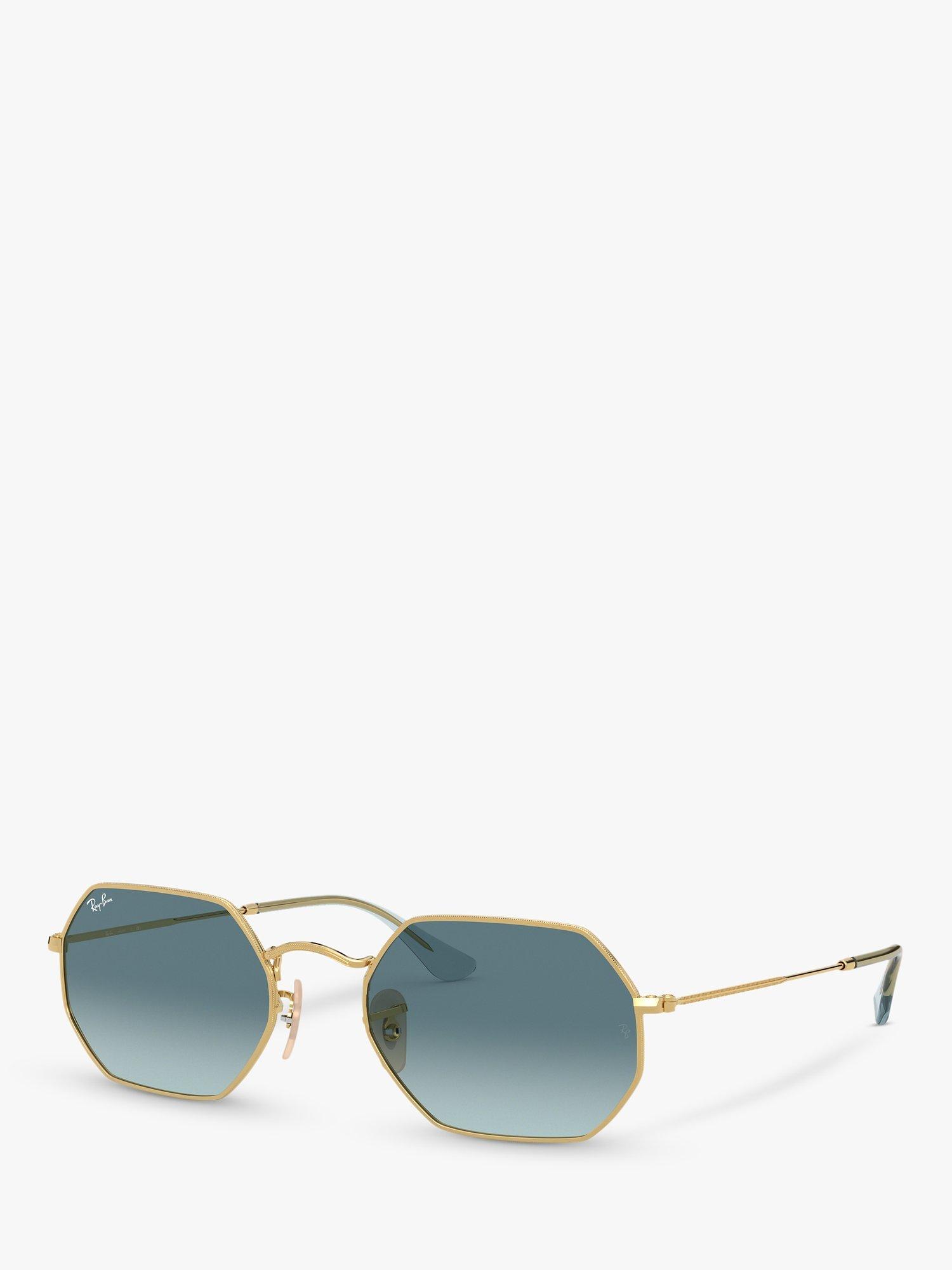 Product image 1 of 11, which shows Ray-Ban RB3556N Unisex Heptagonal Sunglasses, Gold/Blue Gradient