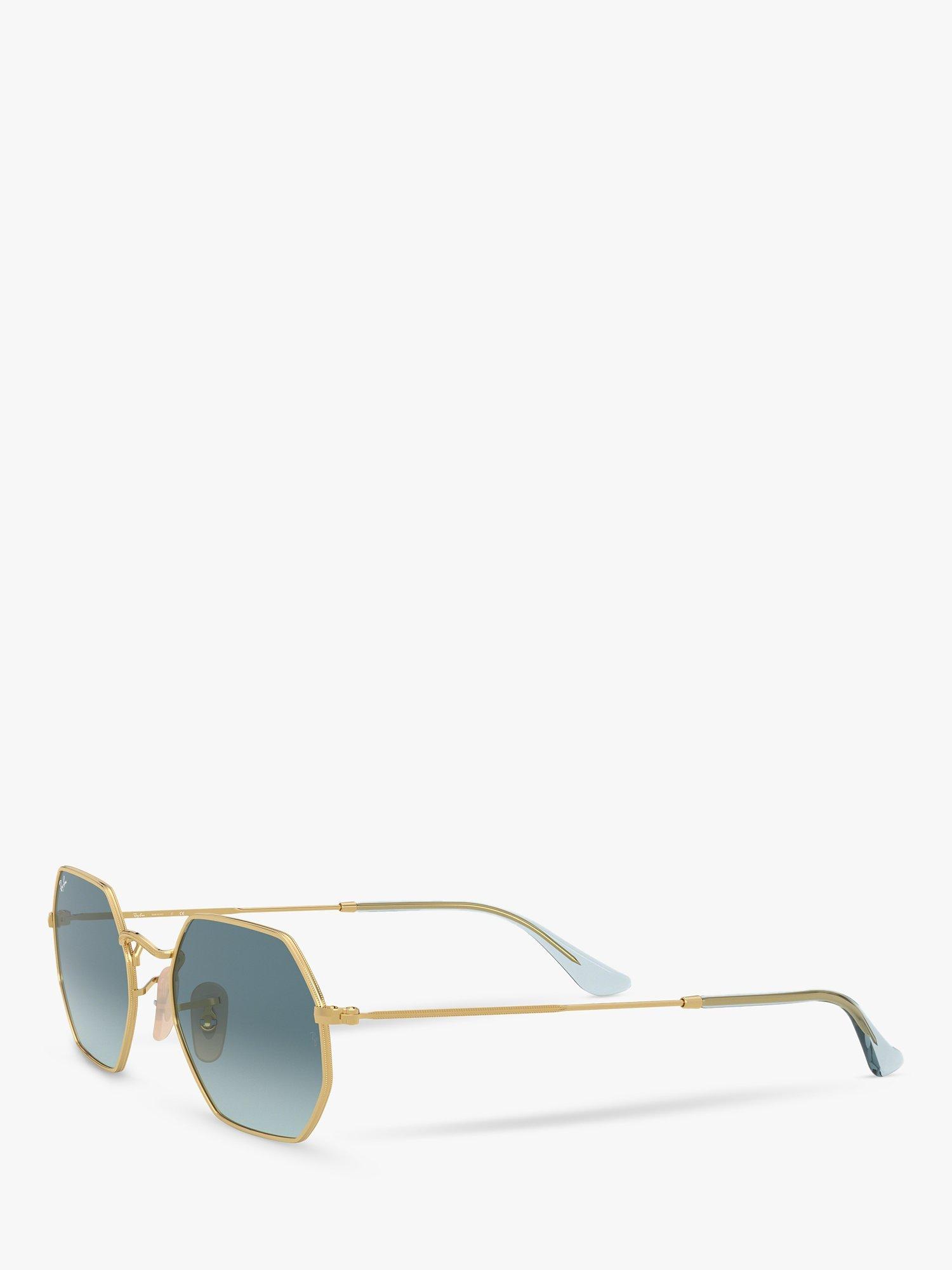 Product image 2 of 11, which shows Ray-Ban RB3556N Unisex Heptagonal Sunglasses, Gold/Blue Gradient