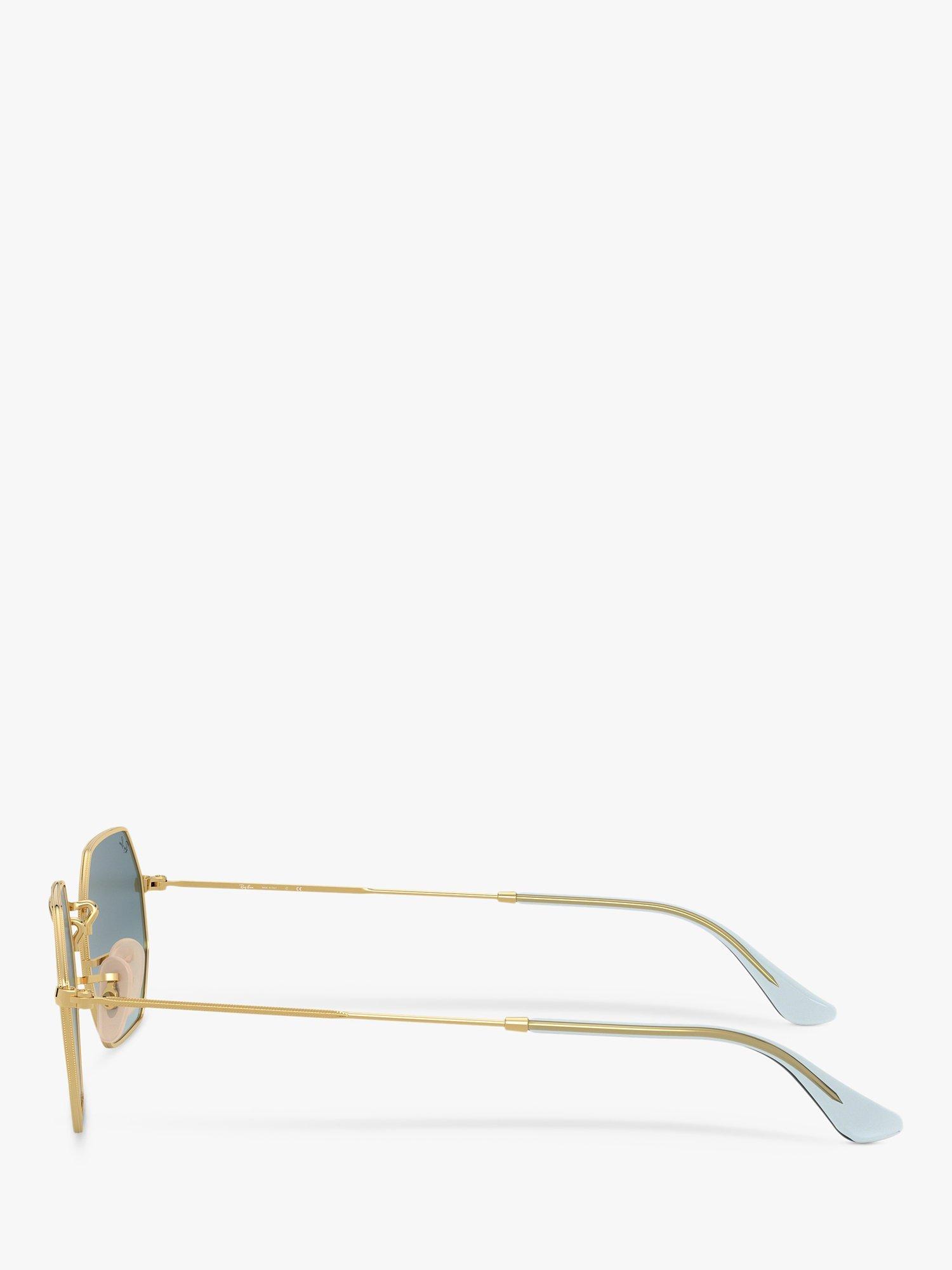 Product image 4 of 11, which shows Ray-Ban RB3556N Unisex Heptagonal Sunglasses, Gold/Blue Gradient