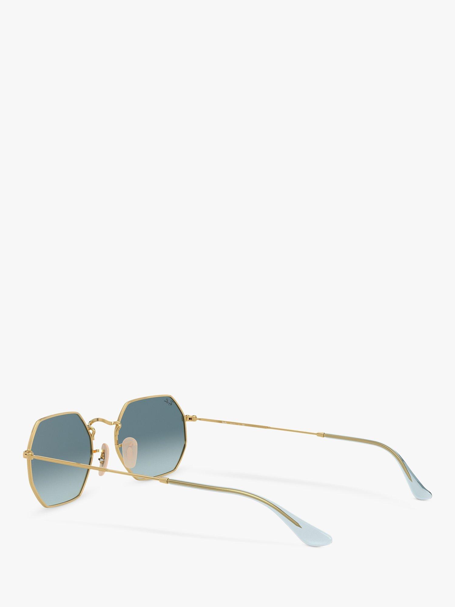 Product image 5 of 11, which shows Ray-Ban RB3556N Unisex Heptagonal Sunglasses, Gold/Blue Gradient
