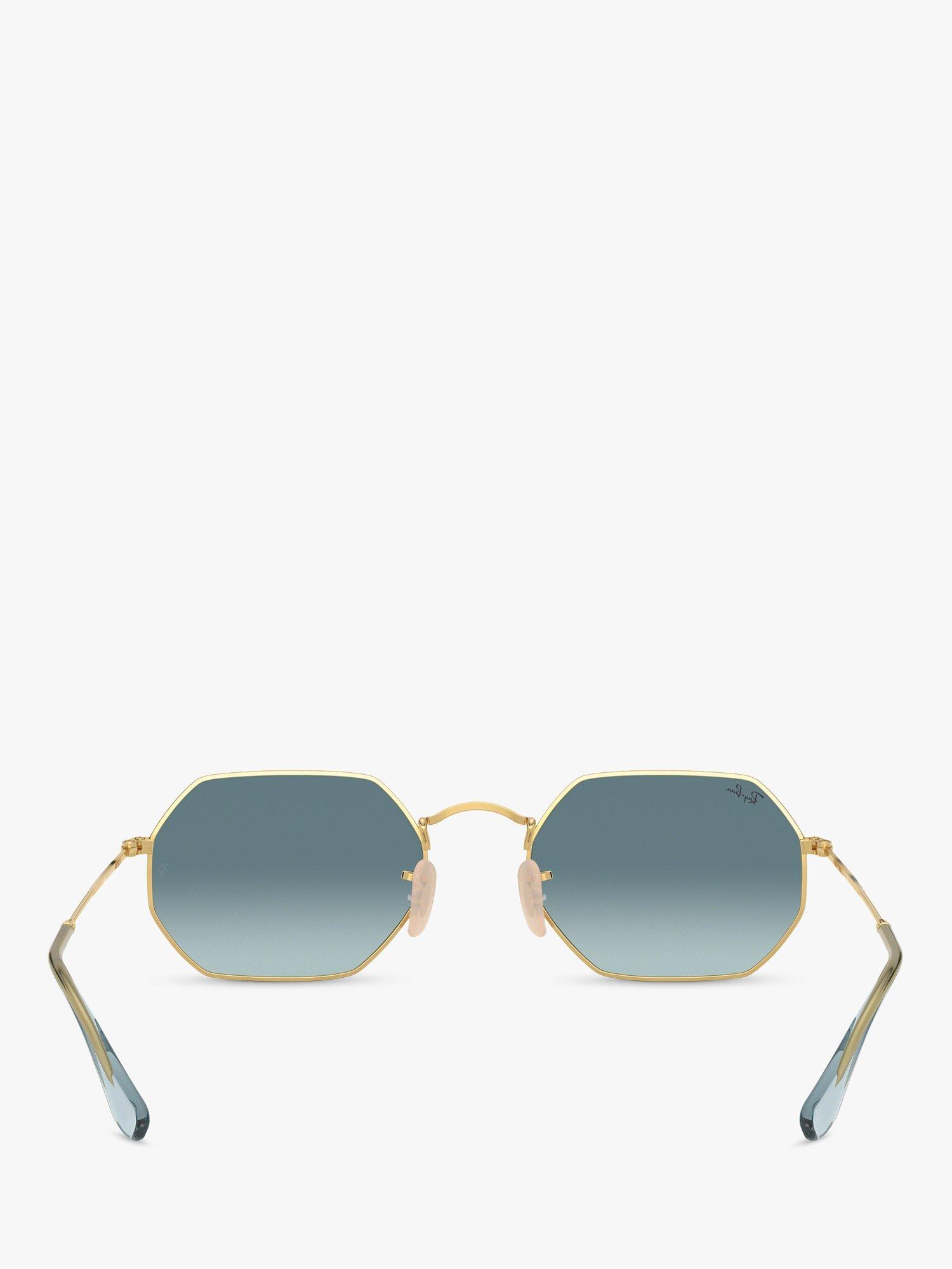 Product image 7 of 11, which shows Ray-Ban RB3556N Unisex Heptagonal Sunglasses, Gold/Blue Gradient