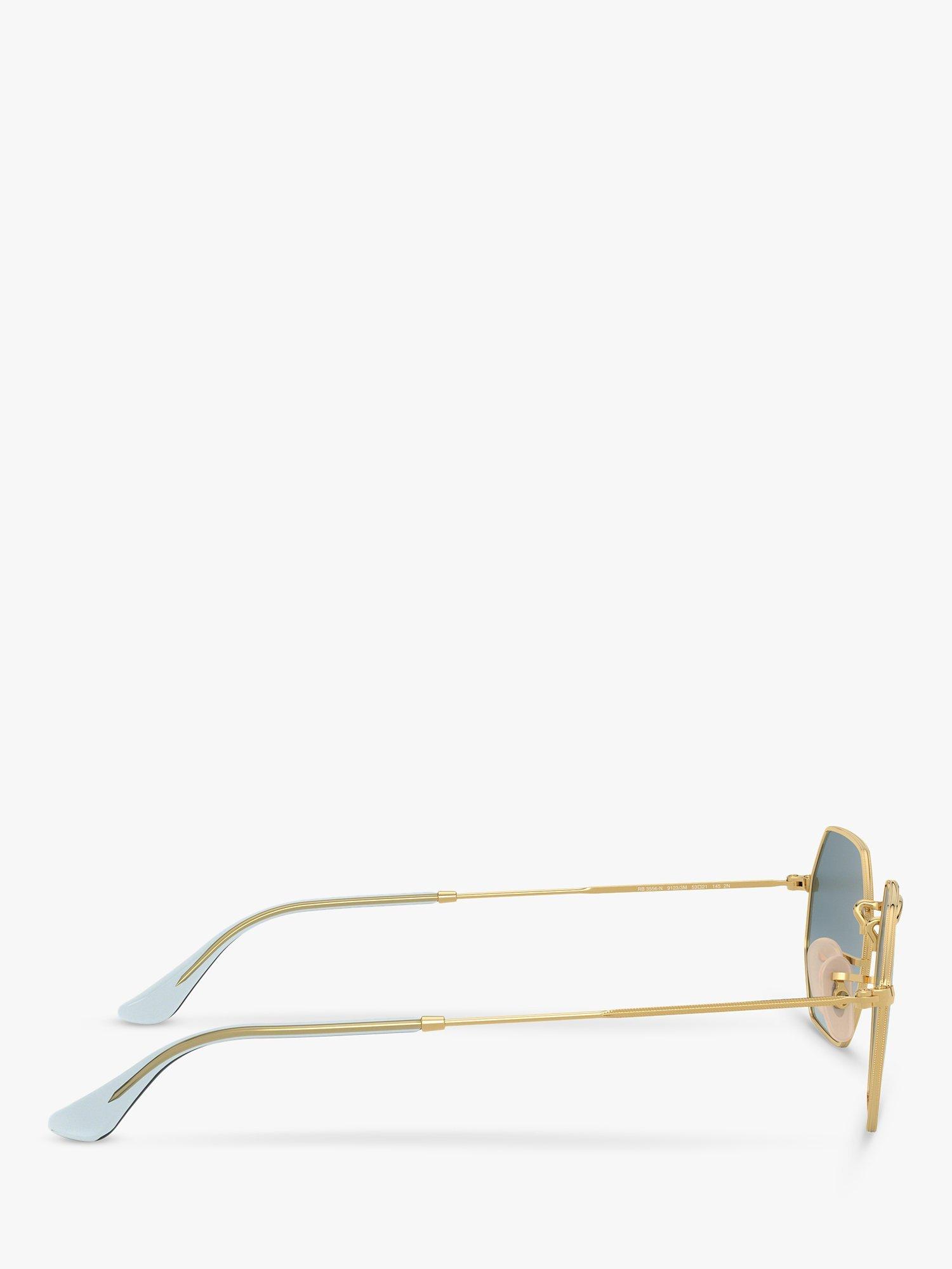 Product image 10 of 11, which shows Ray-Ban RB3556N Unisex Heptagonal Sunglasses, Gold/Blue Gradient