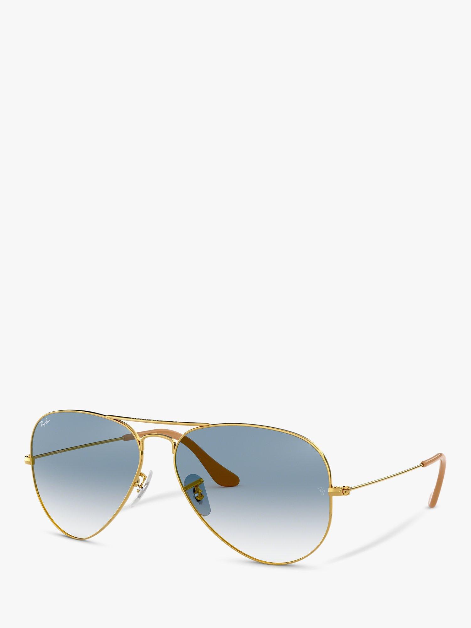 Product image 1 of 11, which shows Ray-Ban RB3025 Men's Original Aviator Sunglasses, Gold/Blue Gradient
