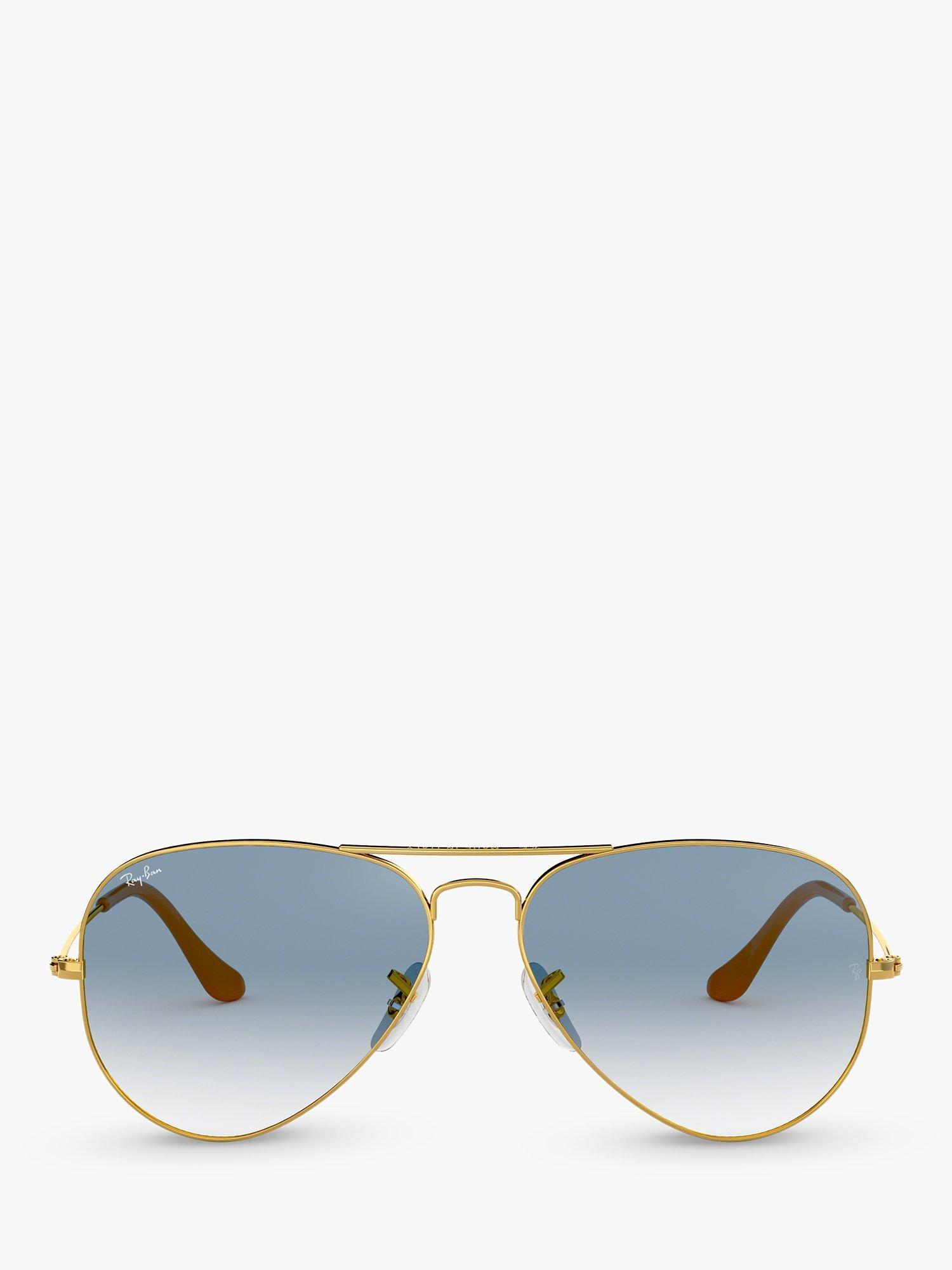 Product image 3 of 11, which shows Ray-Ban RB3025 Men's Original Aviator Sunglasses, Gold/Blue Gradient