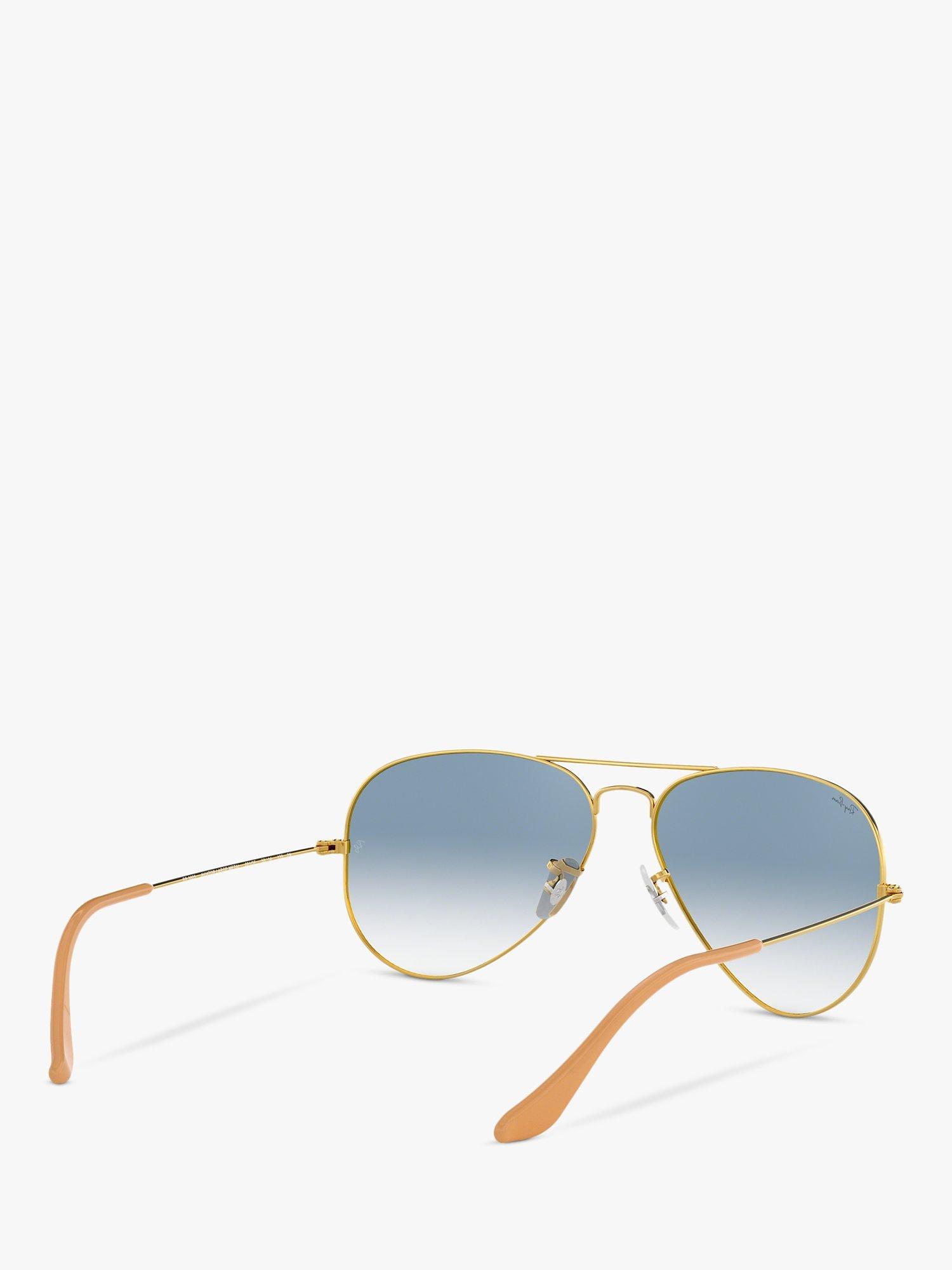 Product image 8 of 11, which shows Ray-Ban RB3025 Men's Original Aviator Sunglasses, Gold/Blue Gradient