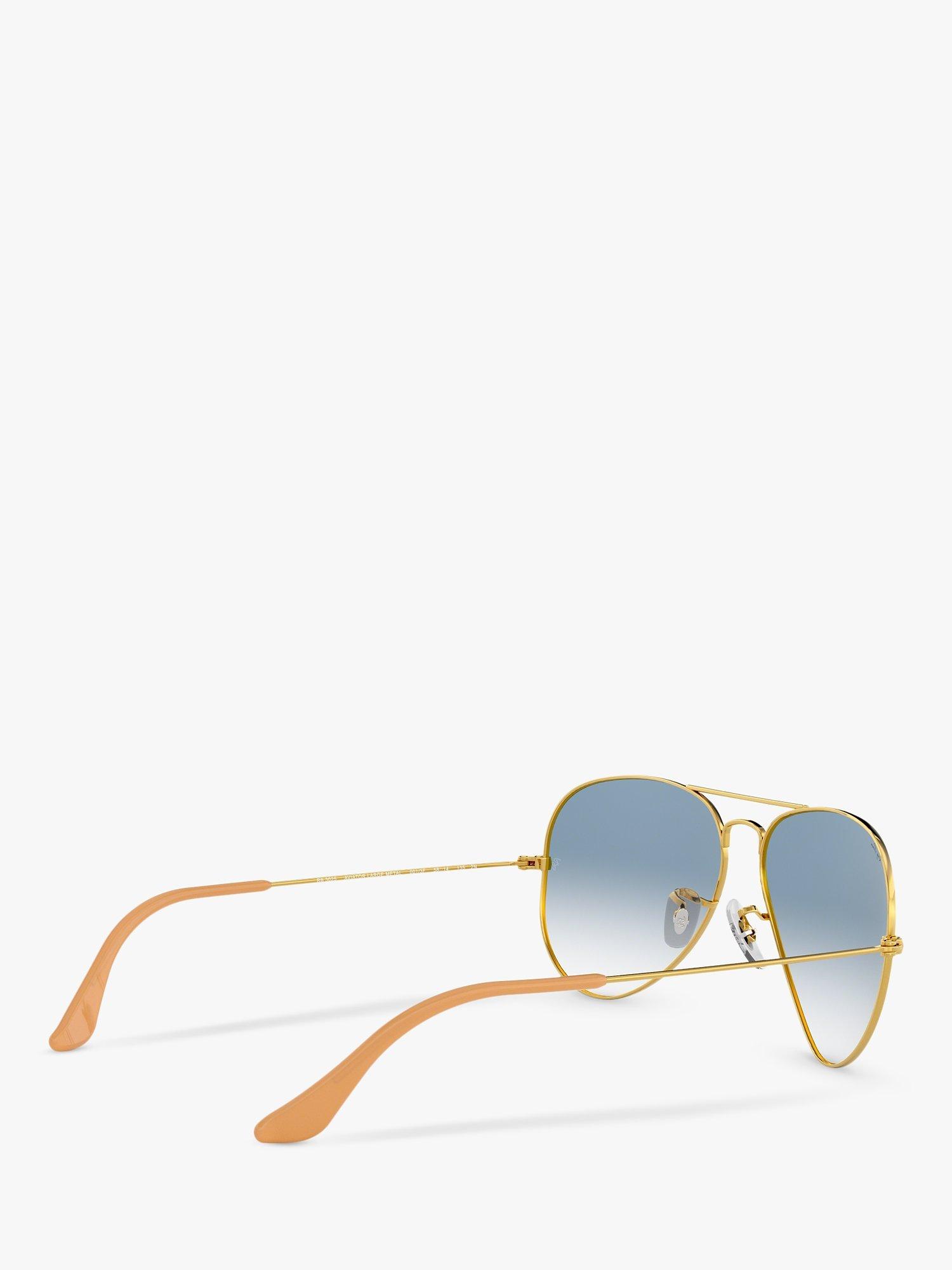 Product image 9 of 11, which shows Ray-Ban RB3025 Men's Original Aviator Sunglasses, Gold/Blue Gradient