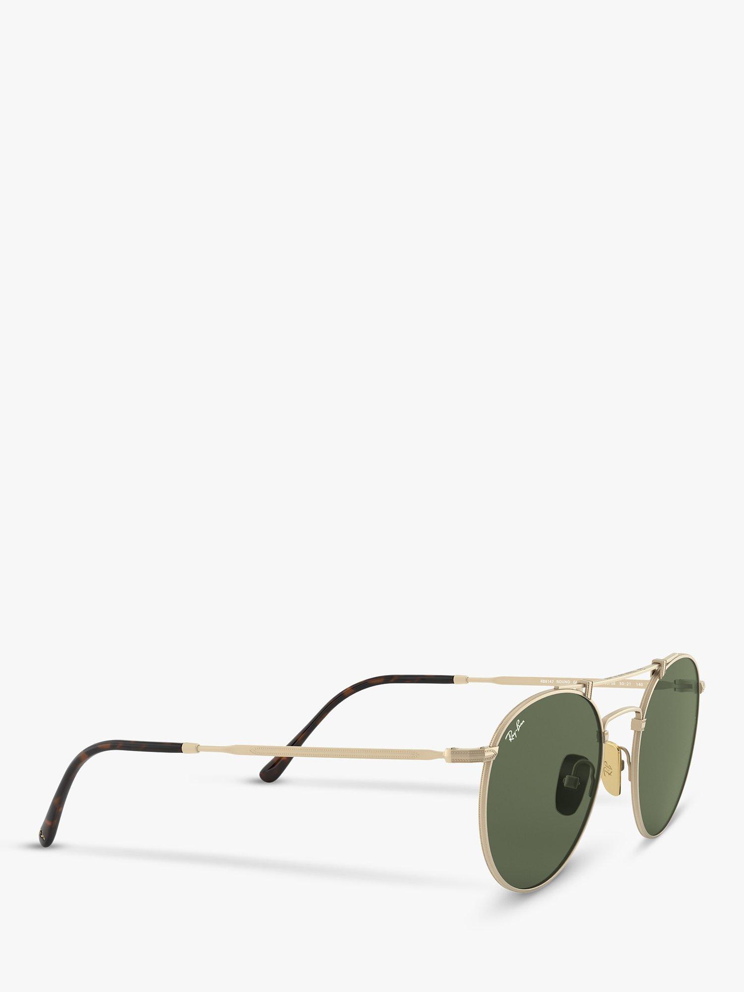 Product image 11 of 11, which shows Ray-Ban RB8147 Unisex Round Double Bridge Sunglasses, Brush Gloss/White Gold