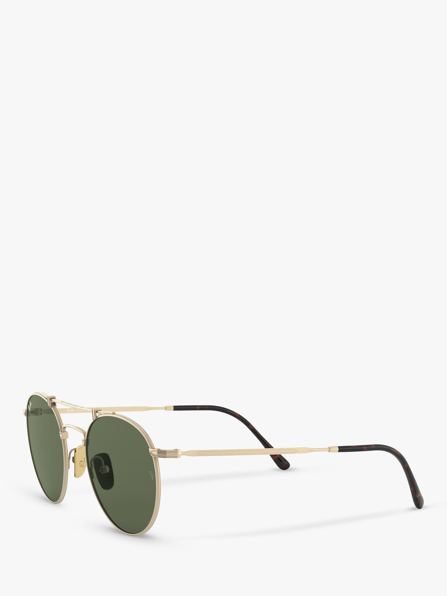 Product image 2 of 11, which shows Ray-Ban RB8147 Unisex Round Double Bridge Sunglasses, Brush Gloss/White Gold