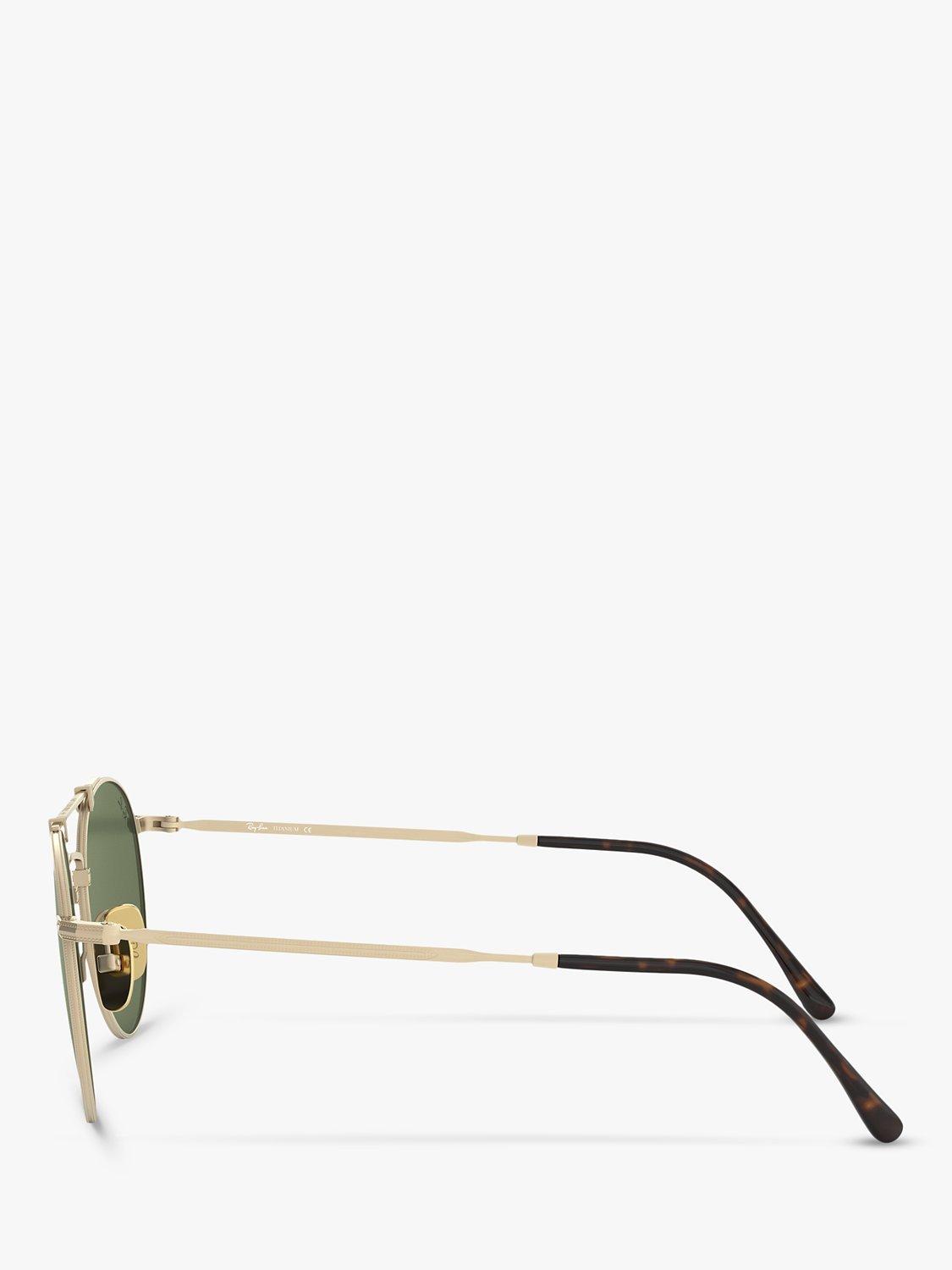 Product image 4 of 11, which shows Ray-Ban RB8147 Unisex Round Double Bridge Sunglasses, Brush Gloss/White Gold