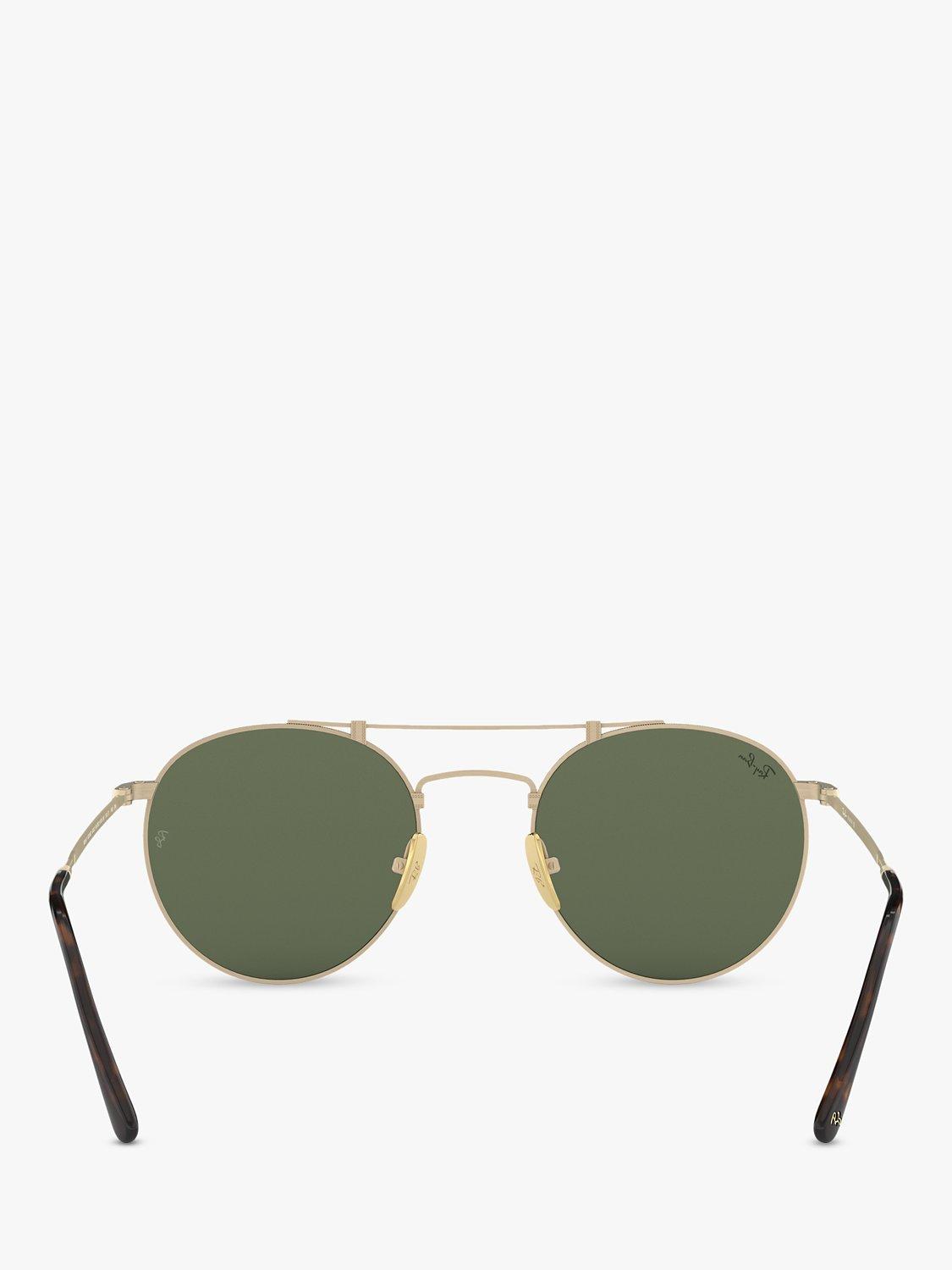 Product image 7 of 11, which shows Ray-Ban RB8147 Unisex Round Double Bridge Sunglasses, Brush Gloss/White Gold