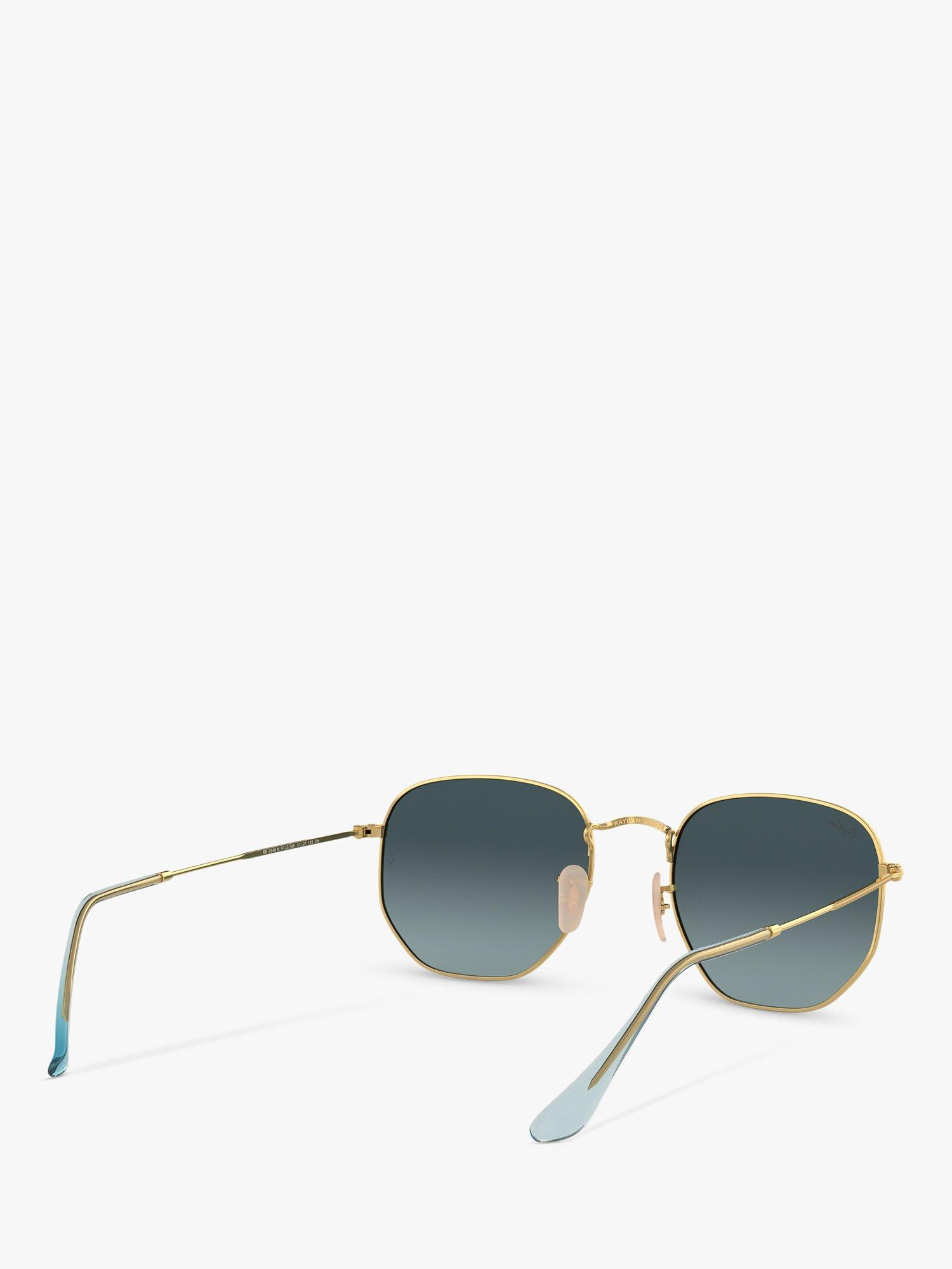 Product image 8 of 11, which shows Ray-Ban RB3548N Unisex Hexagonal Sunglasses, Gold/Blue Gradient