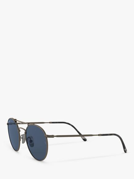 Ray-Ban RB8147 Unisex Oval Sunglasses, Demi Gloss Pewter/Dark Blue - view 2, Demi Gloss Pewter/Dark Blue