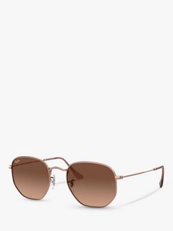 Ray-Ban RB3548N Unisex Hexagonal Sunglasses, Copper/Brown Gradient, Copper/Brown Gradient