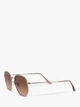 Ray-Ban RB3548N Unisex Hexagonal Sunglasses, Copper/Brown Gradient