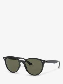 Ray-Ban RB4305 Unisex Polarised Sunglasses, Black/Green