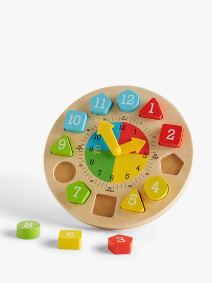 John Lewis Wooden Teaching Clock - view 2, Multi