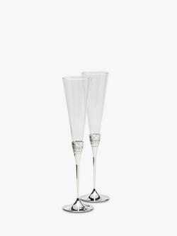 Vera Wang for Wedgwood With Love Toasting Flutes, Set of 2, Silver