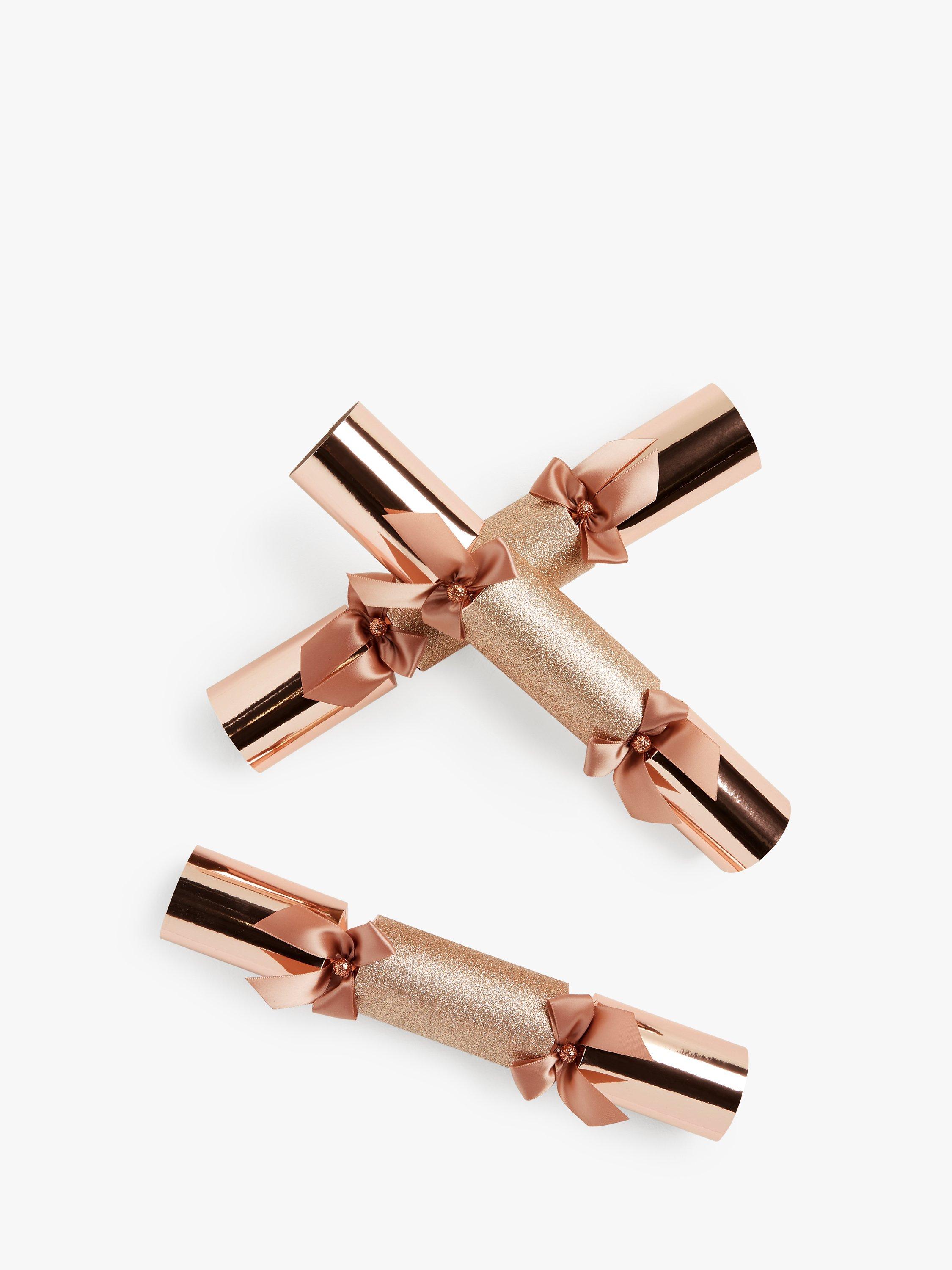 John Lewis & Partners Sanctuary Merry Christmas Christmas Crackers, Pack of 6, Rose Gold
