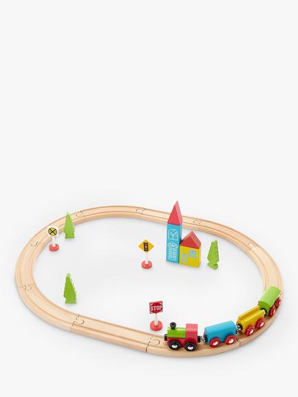 John Lewis Wooden Train Set, 24 Pieces, Multi