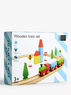 John Lewis Wooden Train Set, 24 Pieces - view 2, Multi