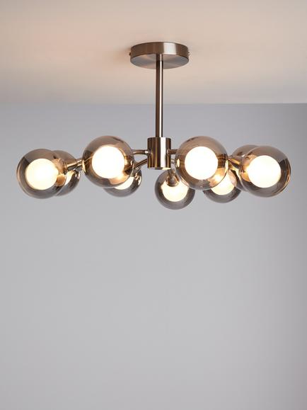 John Lewis Huxley 9 Arm Semi Flush Ceiling Light, Steel