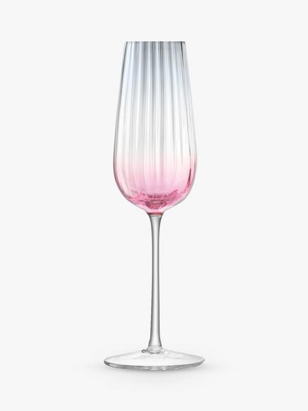 LSA International Dusk Champagne Flutes, 250ml, Set of 2 - view 2, Pink/Grey