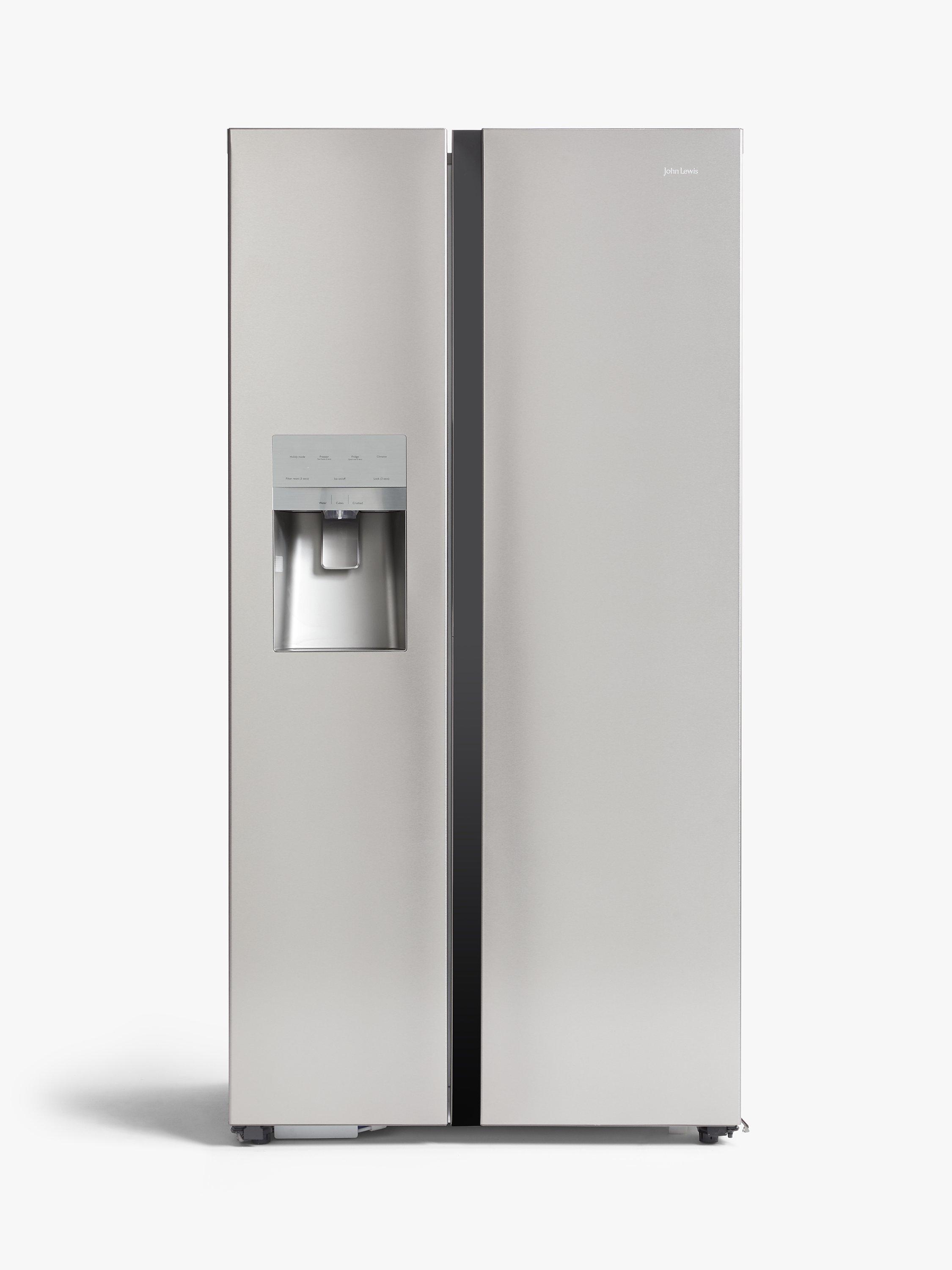 John Lewis & Partners JLAFFSS9018 Freestanding 65/35 American Fridge Freezer, Stainless Steel Effect