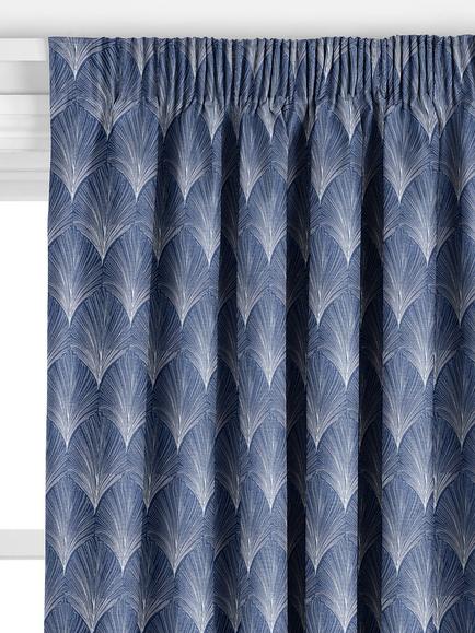 John Lewis Deco Fan Made to Measure Curtains or Roman Blind, Indigo - view 2, Indigo